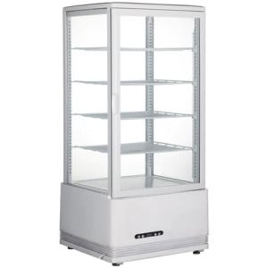 Vitrina refrigerada branca com 4 lados de vidro - 98 litros