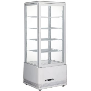 Vitrina refrigerada branca com 4 lados de vidro - 98 litros