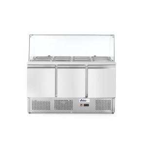 Saladeira de 3 portas com vitrine refrigerada de vidro 380L - Marca HENDI - Fourniresto