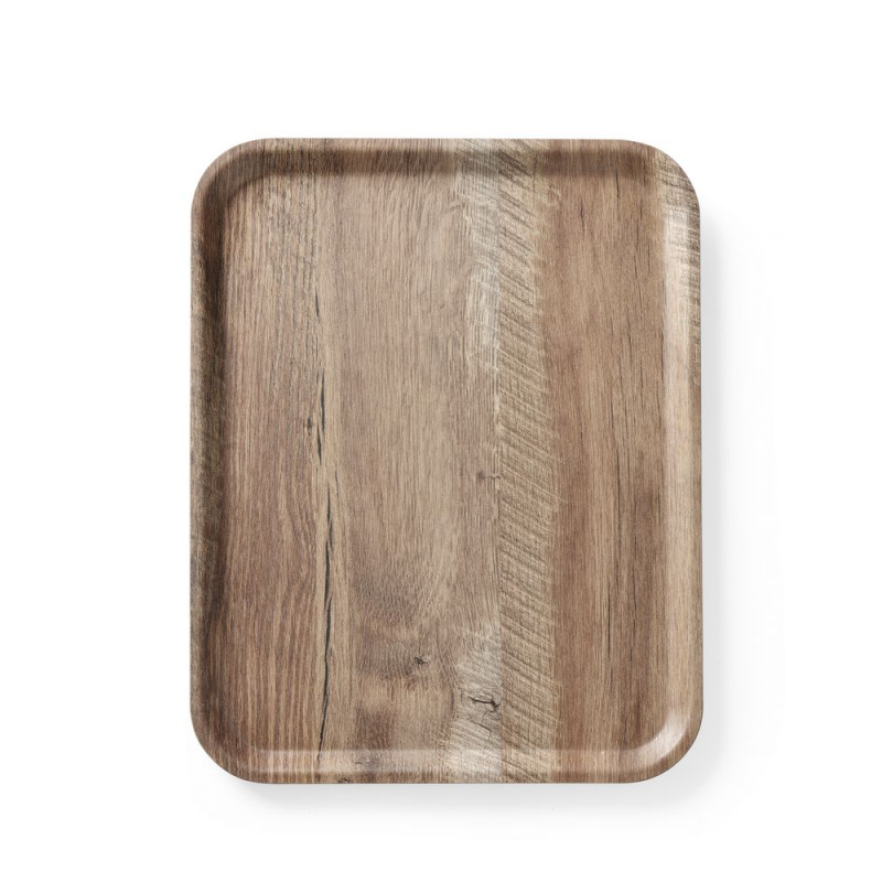 Printed Dark Wood Melamine Serving Tray - 430 x 330 mm