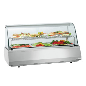 Vitrina refrigerada profissional GN 3/1 com vidro curvo