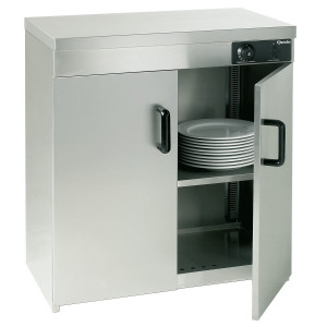 Warming cupboard heats up to 120 plates