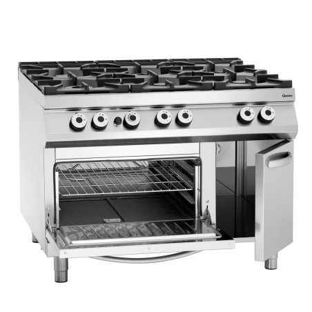 Fourneau com 6 queimadores série 900 - Forno a Gás GN 2/1 e armário da marca Bartscher