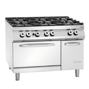 Fourneau com 6 queimadores série 900 - Forno a Gás GN 2/1 e armário da marca Bartscher