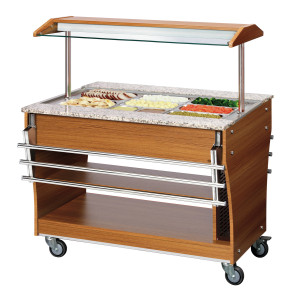 Corrediça de bandejas para buffet aquecido e refrigerado - 3 x GN 1/1