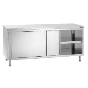 Móvel em inox com portas de correr e prateleira - L 1800 mm