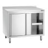 Stainless Steel Cabinet with Sliding Doors, Shelf, and Backsplash - L 1000 mm