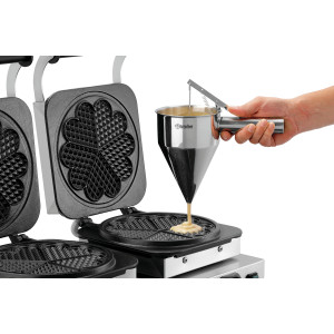 Máquina de Waffles Profissional Dupla - 2 x 5 Waffles em Formato de Coração - Bartscher