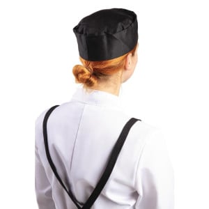 Gorro de Cozinha Preto em Poliéster/Algodão - Tamanho L 61 cm - Whites Chefs Clothing - Fourniresto