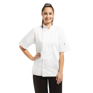 Casaco de Cozinha Unissexo Branco de Mangas Curtas Vegas - Tamanho Xs - Roupas de Chef Branco - Fourniresto