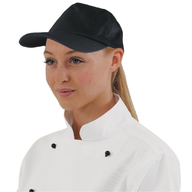 Boné de beisebol preto com alça ajustável - Tamanho único - Whites Chefs Clothing - Fourniresto