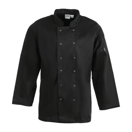 Casaco de Cozinha Unissexo Preto de Mangas Compridas Vegas - Tamanho L - Whites Chefs Clothing - Fourniresto