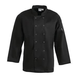 Casaco de Cozinha Unissexo Preto de Mangas Compridas Vegas - Tamanho M - Whites Chefs Clothing - Fourniresto