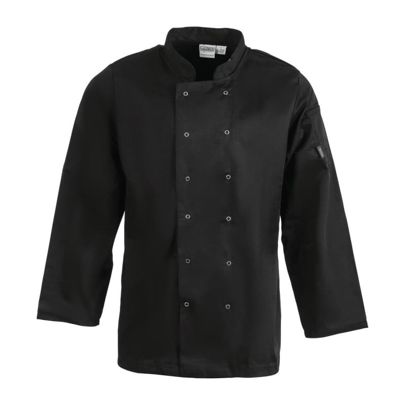 Unisex Black Long Sleeve Vegas Kitchen Jacket - Size M - Whites Chefs Clothing - Fourniresto