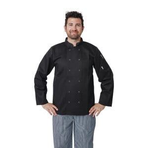 Casaco de Cozinha Unissexo Preto de Mangas Compridas Vegas - Tamanho XL - Whites Chefs Clothing - Fourniresto