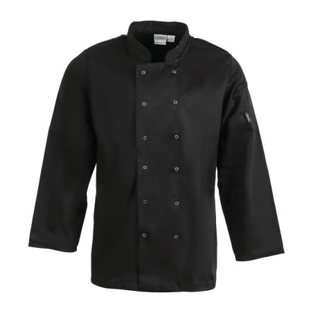 Casaco de Cozinha Unissexo Preto de Mangas Compridas Vegas - Tamanho Xs - Whites Chefs Clothing - Fourniresto