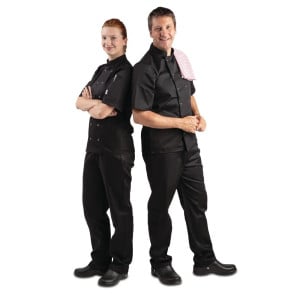 Casaco de Cozinha Unissexo Preto de Mangas Curtas Vegas - Tamanho S - Whites Chefs Clothing - Fourniresto