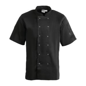 Casaco de Cozinha Unissexo Preto de Mangas Curtas Vegas - Tamanho Xs - Whites Chefs Clothing - Fourniresto