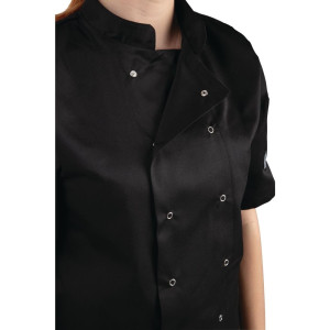 Casaco de Cozinha Unissexo Preto de Mangas Curtas Vegas - Tamanho Xs - Whites Chefs Clothing - Fourniresto