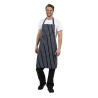 Apron Bib Without Pocket Striped Navy And White 965 X 710 Mm - Whites Chefs Clothing - Fourniresto