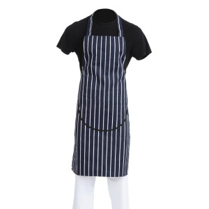 Avental Bavete Com Bolso Listrado Azul Marinho E Branco 965 X 710 Mm - Whites Chefs Clothing - Fourniresto