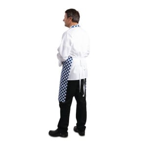 Blue and white checkered bib apron in polycotton 710 x 970 mm - Whites Chefs Clothing - Fourniresto