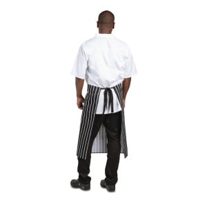 Avental de cozinha listrado branco e preto 760 x 970 mm - Roupas de chef brancas - Fourniresto