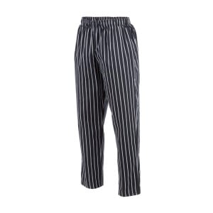 Mixed Black and White Striped Baggy Kitchen Pants - Size L - Chef Works - Fourniresto