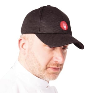 Cool Vent Black Polycotton Baseball Cap - One Size - Chef Works - Fourniresto