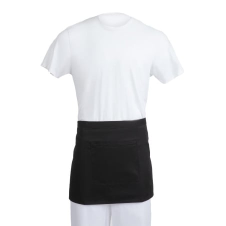 Avental de Servidor Curto Preto em Poliéster/Algodão 373 x 750 mm - Whites Chefs Clothing - Fourniresto