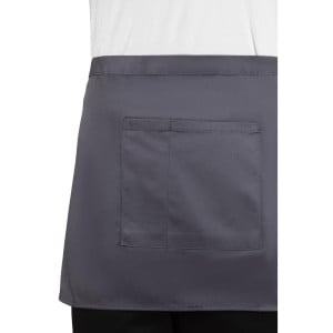 Avental de Servidor Curto Cinza Antracite em Poliéster/Algodão 750 x 373 mm - Whites Chefs Clothing - Fourniresto