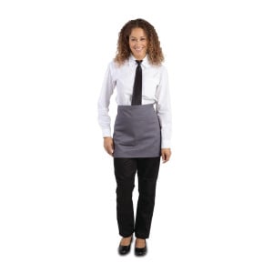 Avental de Servidor Curto Cinza Antracite em Poliéster/Algodão 750 x 373 mm - Whites Chefs Clothing - Fourniresto