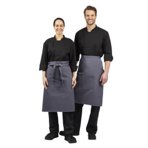 Avental de garçom cinza antracite em poliéster/algodão 1000 x 700 mm - Whites Chefs Clothing - Fourniresto