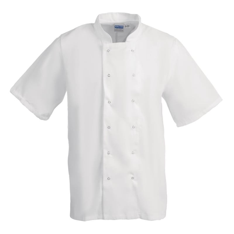 Casaco de Cozinha Branco de Mangas Curtas Boston - Tamanho S - Whites Chefs Clothing - Fourniresto