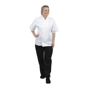 White Short Sleeve Boston Kitchen Jacket - Size S - Whites Chefs Clothing - Fourniresto