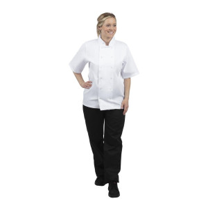 White Short Sleeve Boston Kitchen Jacket - Size XS - Whites Chefs Clothing - Fourniresto