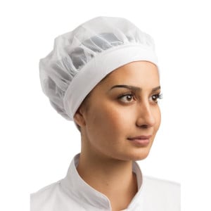 Gorro Confortável Branco em Nylon - Tamanho Único - Roupas de Chef Branco - Fourniresto