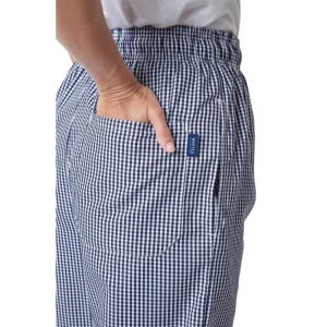 Unisex Vegas Blue and White Checkered Kitchen Pants - Size M - Whites Chefs Clothing - Fourniresto