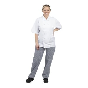 Pantalon de Cuisine Mixte Vegas à Petits Carreaux Bleus et Blancs - Taille XL - Whites Chefs Clothing - Fourniresto