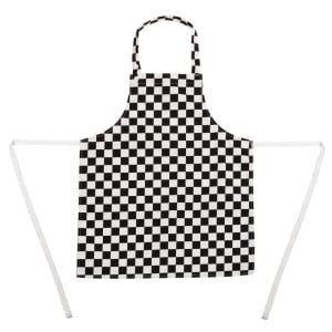 Babete com xadrez preto e branco para criança - Roupas de chef brancas - Fourniresto