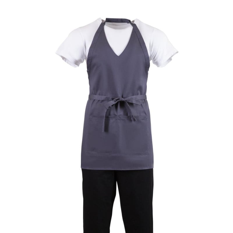 Avental de Servidor Gola em V Cinza Antracite em Poliéster/Algodão 838 x 698 mm - Whites Chefs Clothing - Fourniresto