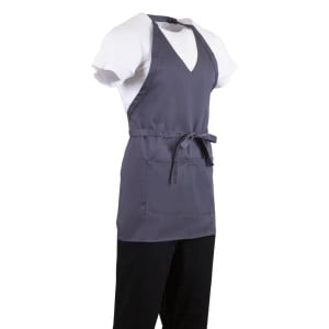 Avental de Servidor Gola em V Cinza Antracite em Poliéster/Algodão 838 x 698 mm - Whites Chefs Clothing - Fourniresto