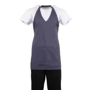 Avental de Servidor Gola em V Cinza Antracite em Poliéster/Algodão 838 x 698 mm - Whites Chefs Clothing - Fourniresto