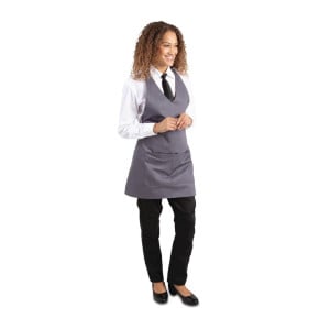 Avental de Servidor Gola em V Cinza Antracite em Poliéster/Algodão 838 x 698 mm - Whites Chefs Clothing - Fourniresto