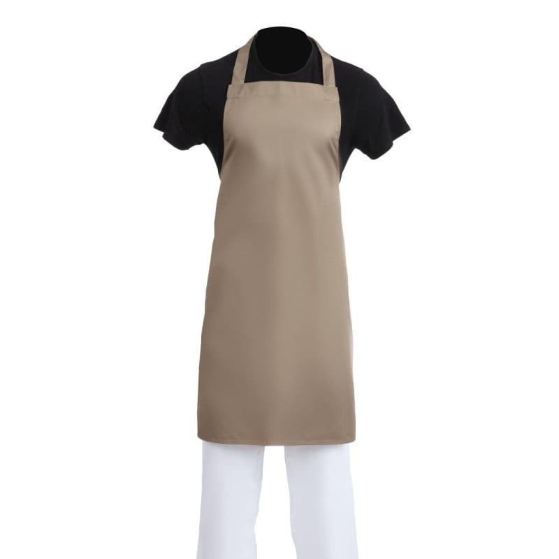 Tablier Bavette Marron Clair en Polycoton 711 x 965 mm  - Whites Chefs Clothing - Fourniresto