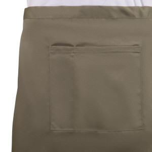 Short Light Brown Polycotton Server Apron 373 x 750 mm - Whites Chefs Clothing - Fourniresto