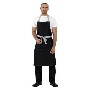 Avental Bavete Denim Preto Southside em Poliéster/Algodão 700 x 1000 mm - Whites Chefs Clothing - Fourniresto