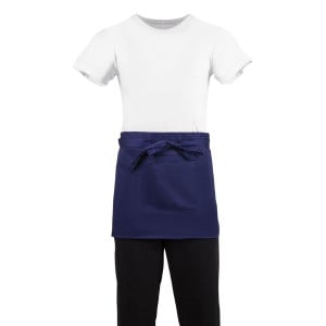 Avental de Servidor Curto Azul Marinho em Poliéster/Algodão 373 x 750 mm - Whites Chefs Clothing - Fourniresto