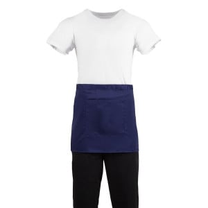 Avental de Servidor Curto Azul Marinho em Poliéster/Algodão 373 x 750 mm - Whites Chefs Clothing - Fourniresto