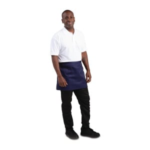 Avental de Servidor Curto Azul Marinho em Poliéster/Algodão 373 x 750 mm - Whites Chefs Clothing - Fourniresto